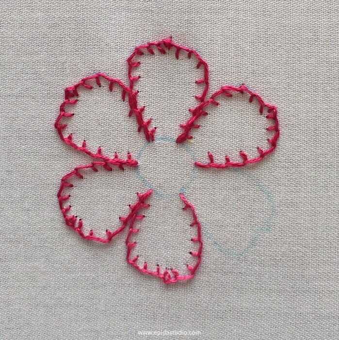 Stitching a motif with blanket stitch | Epida Studio