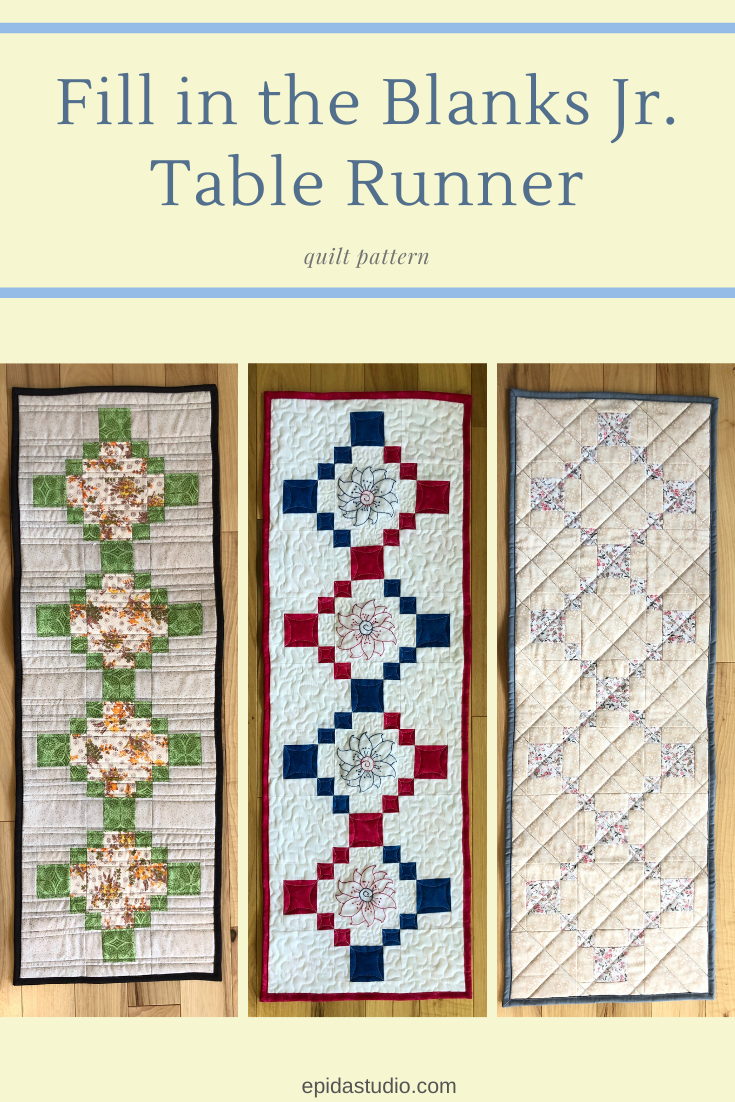 Fill in the Blanks Jr. Table Runner Pattern | Epida Studio